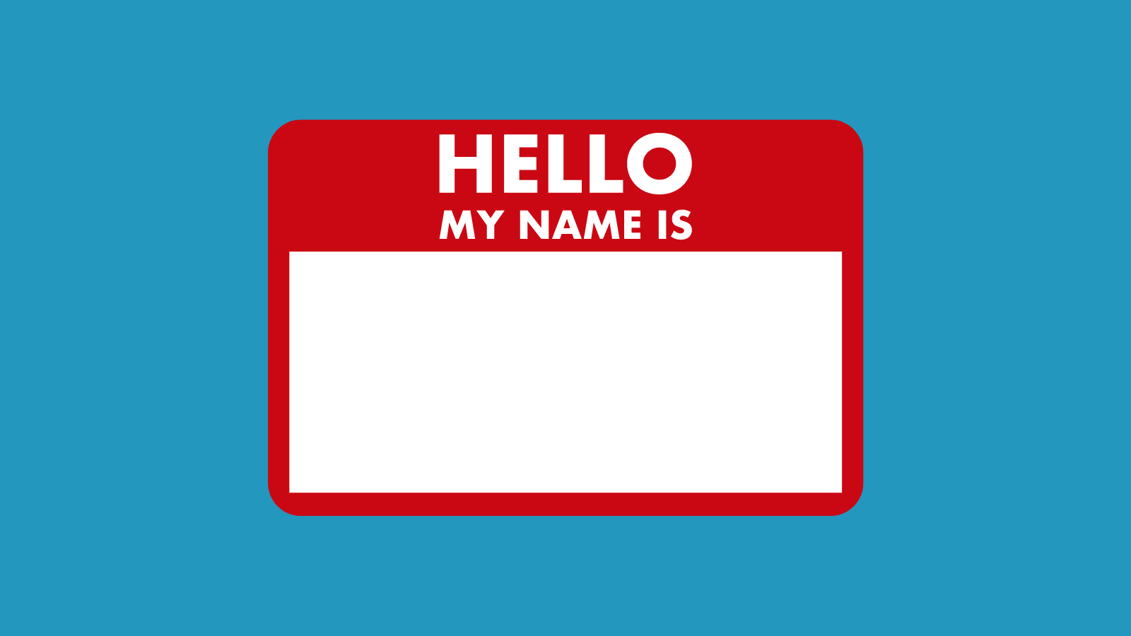 A blank hello my name is name tag