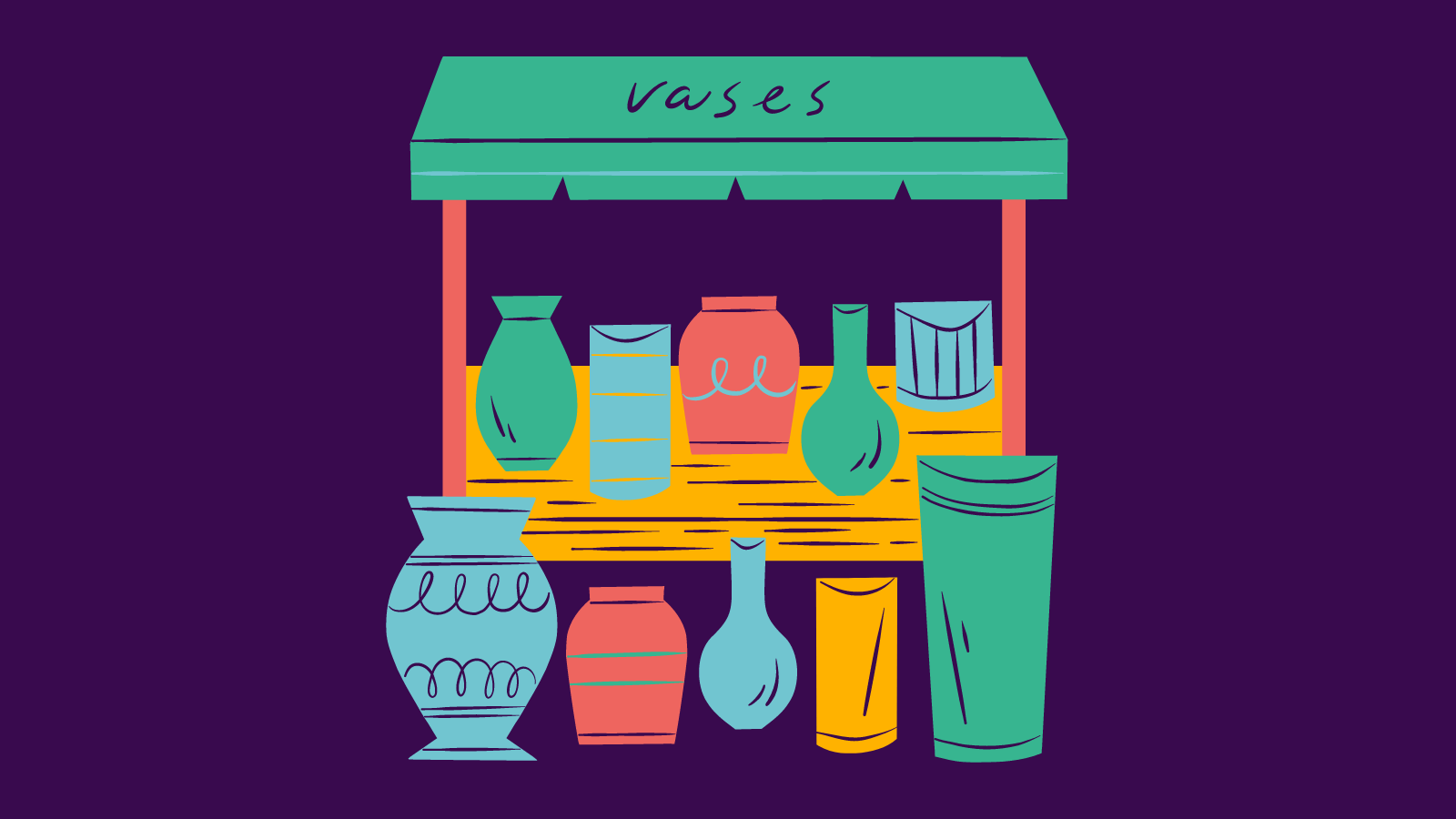 A booth selling various vases