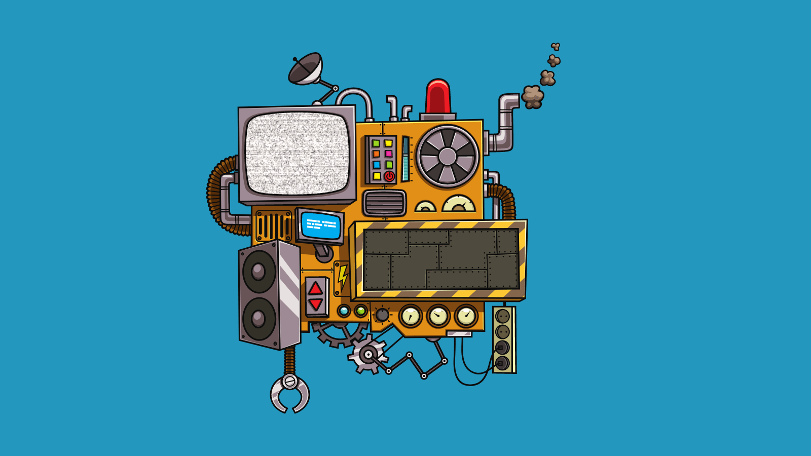 A cartoonish machine