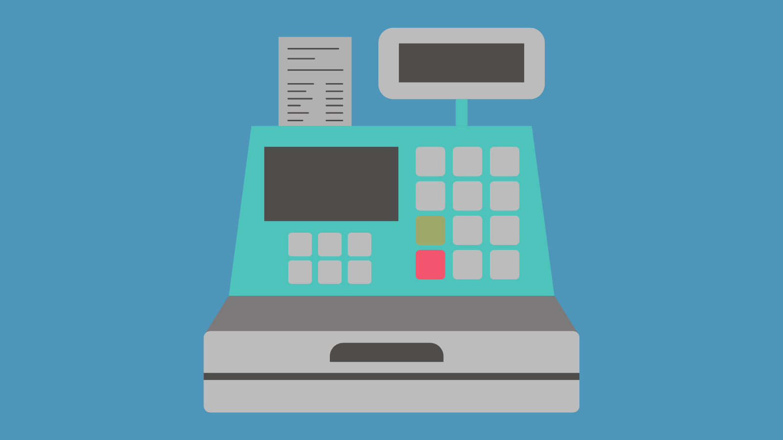 A cash register printing a receipt