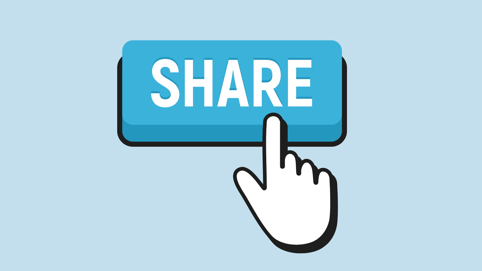 A cursor clicking a SHARE button