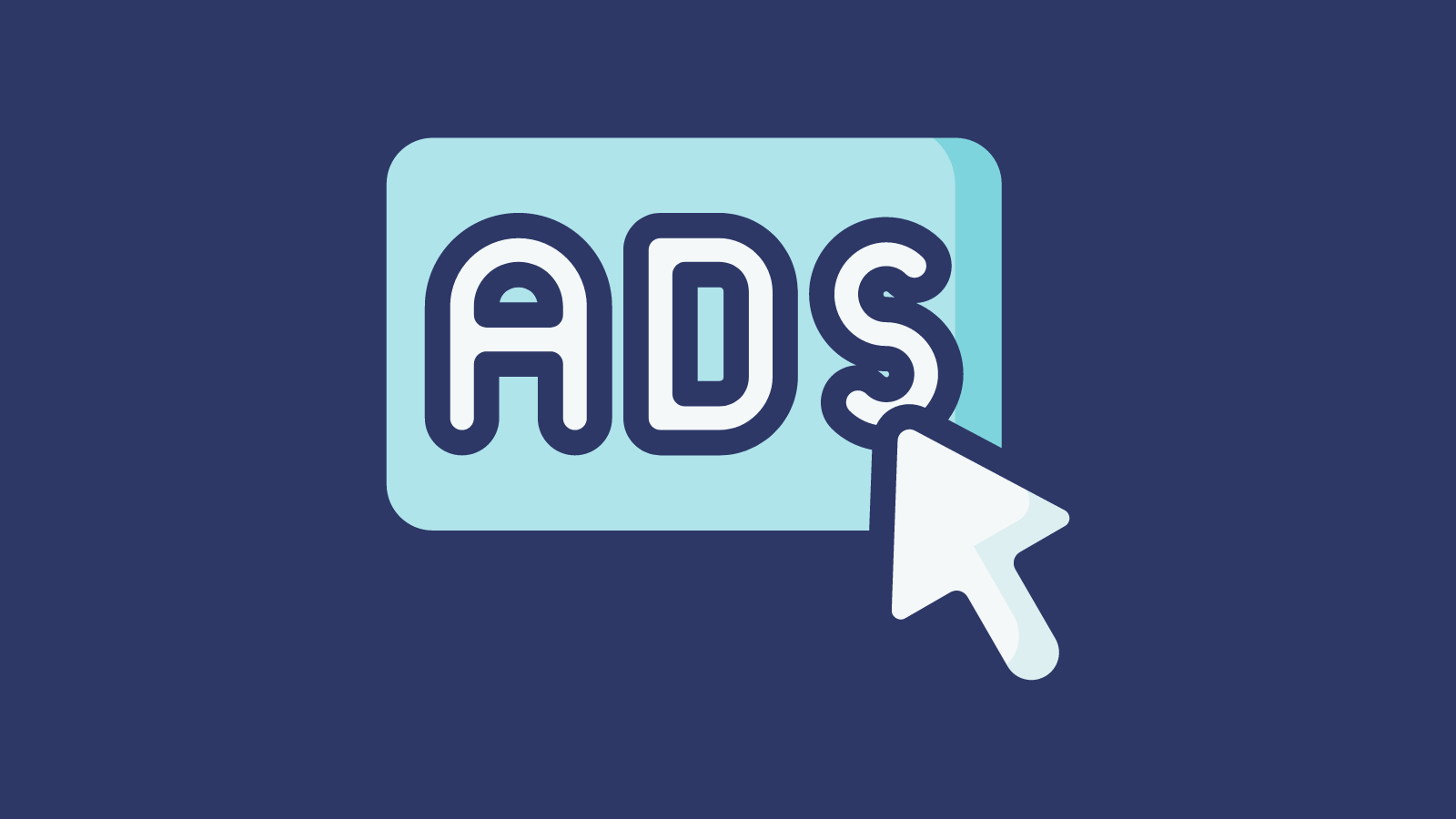 A cursor clicking on a button that says ADS