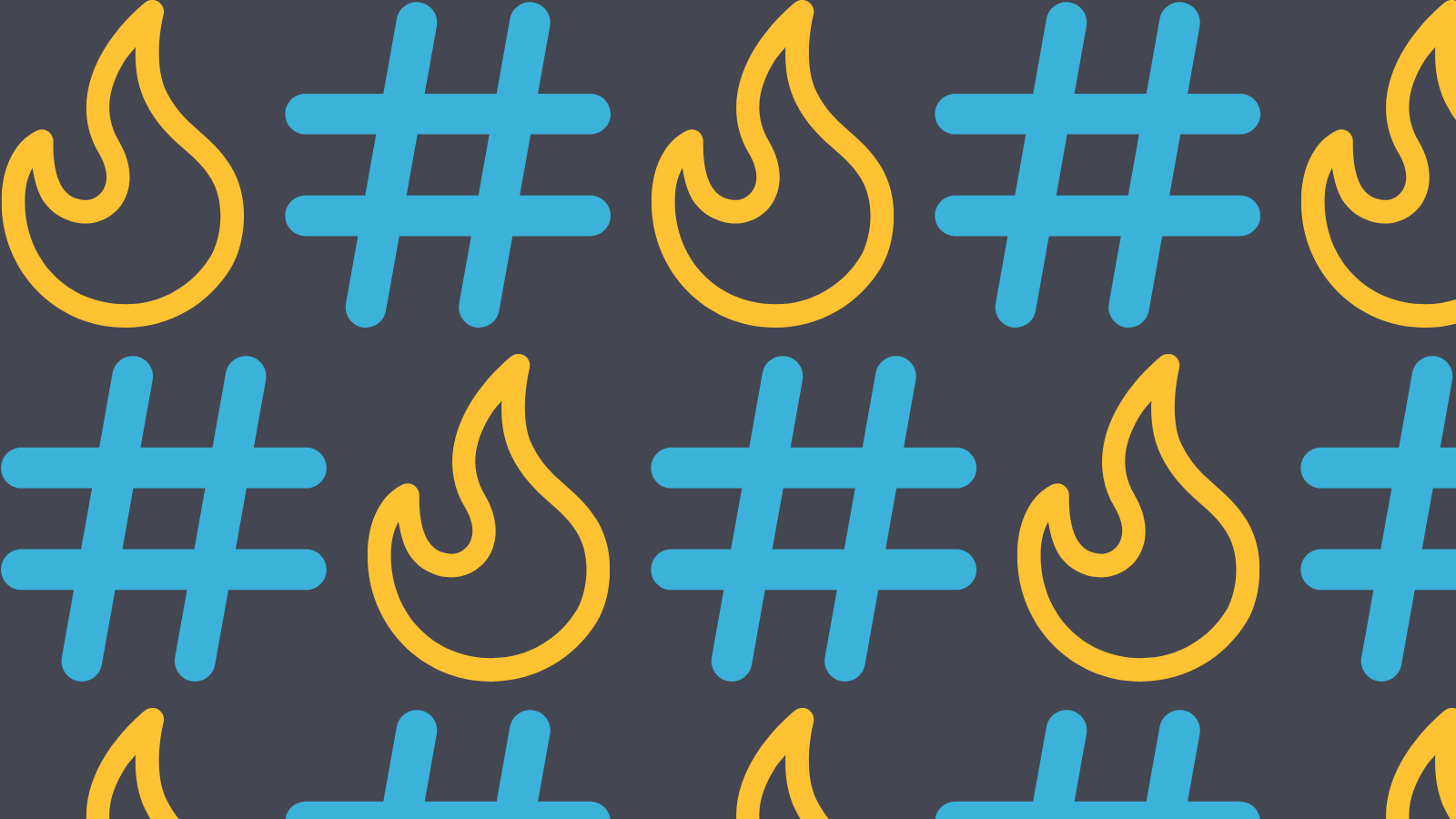 A fire icon and a hashtag in an alternating pattern