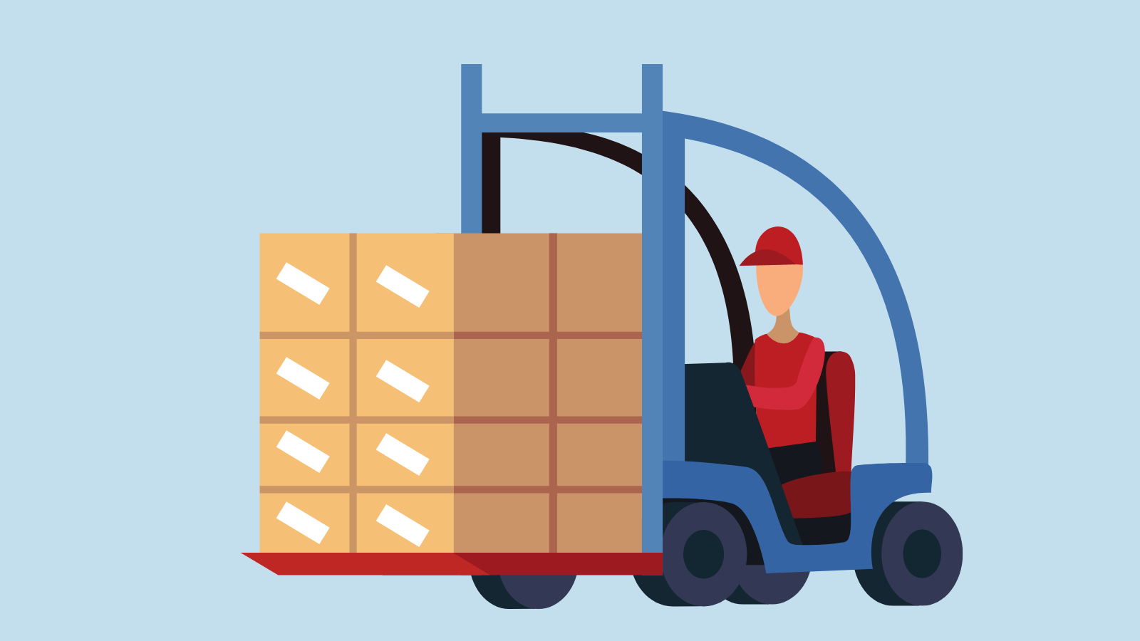 A forklift loaded up with boxes