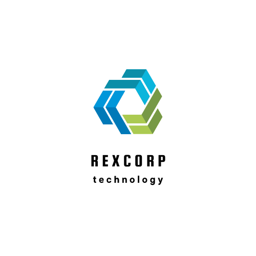 A geometric design and text that reads Rexcorp technology