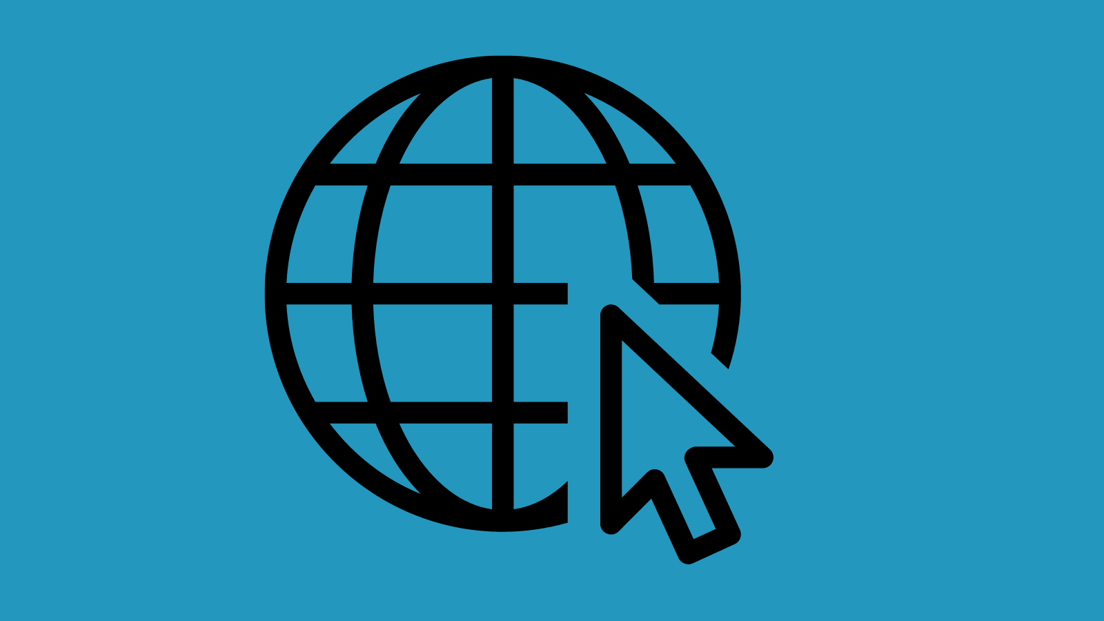 A globe icon and a cursor