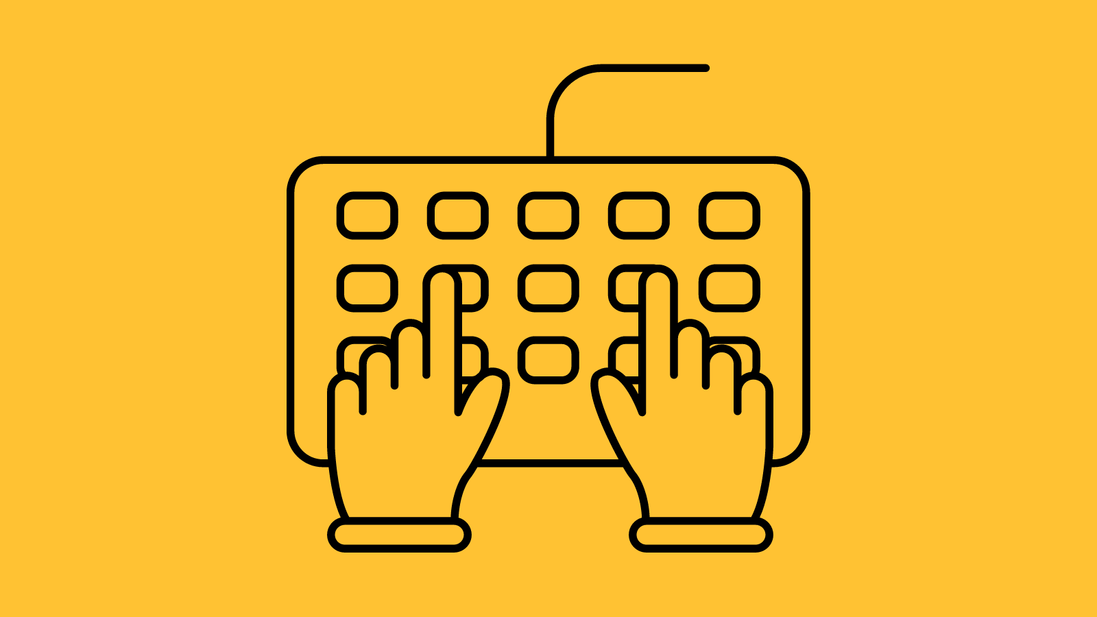 A graphic of hands on a keyboard