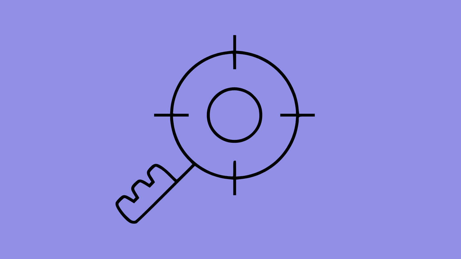 A graphic that combines a key and a crosshairs