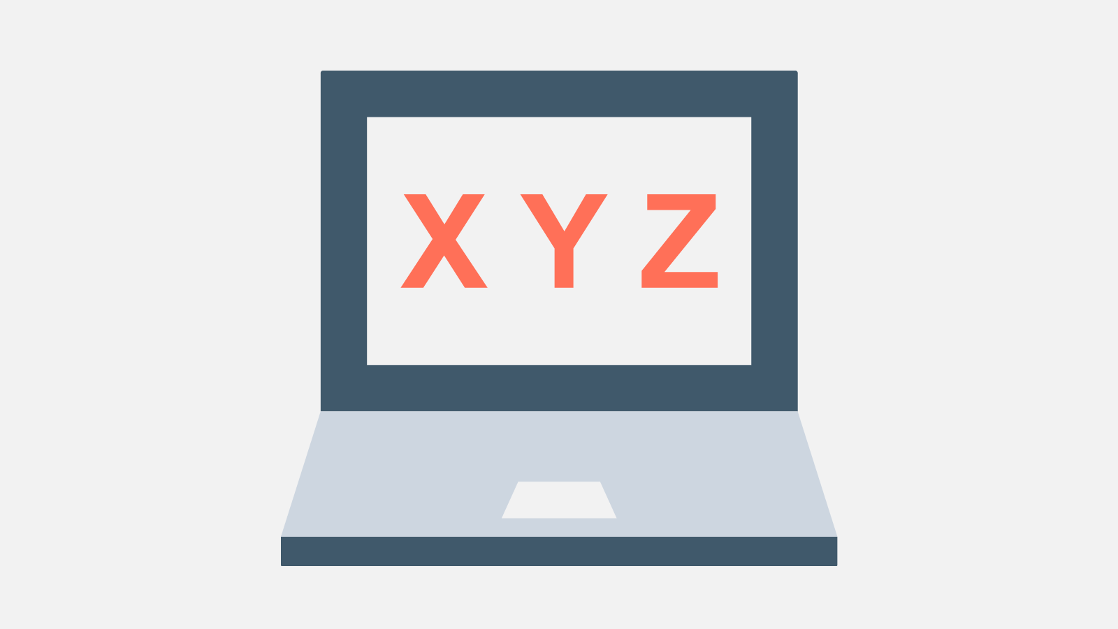 A laptop with the letters XYZ on the screen