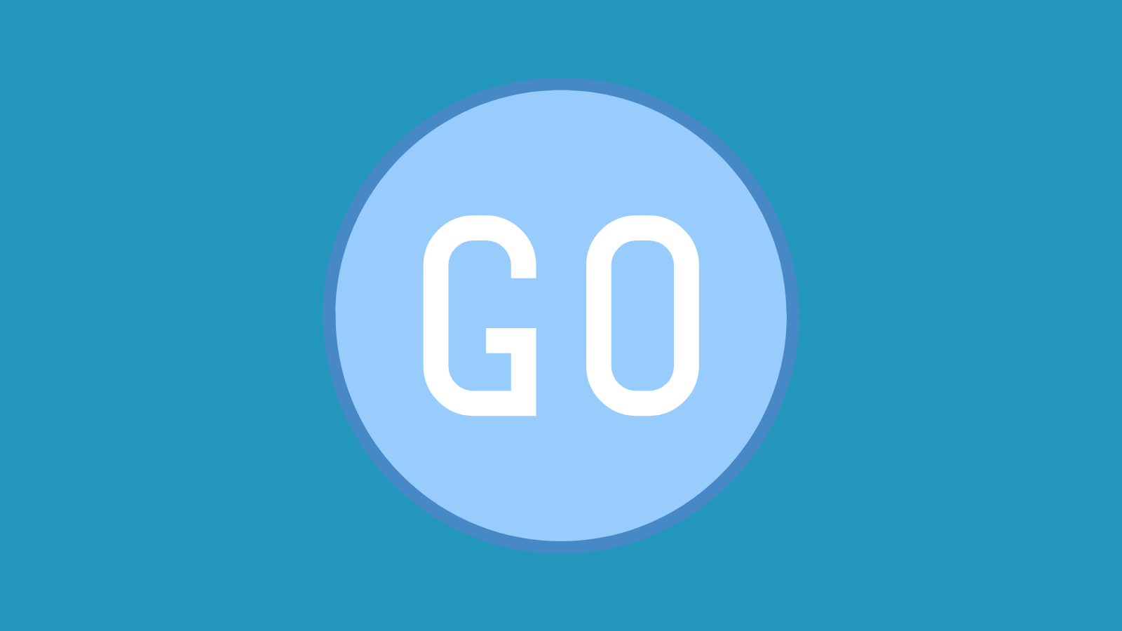 A large circle with the word GO