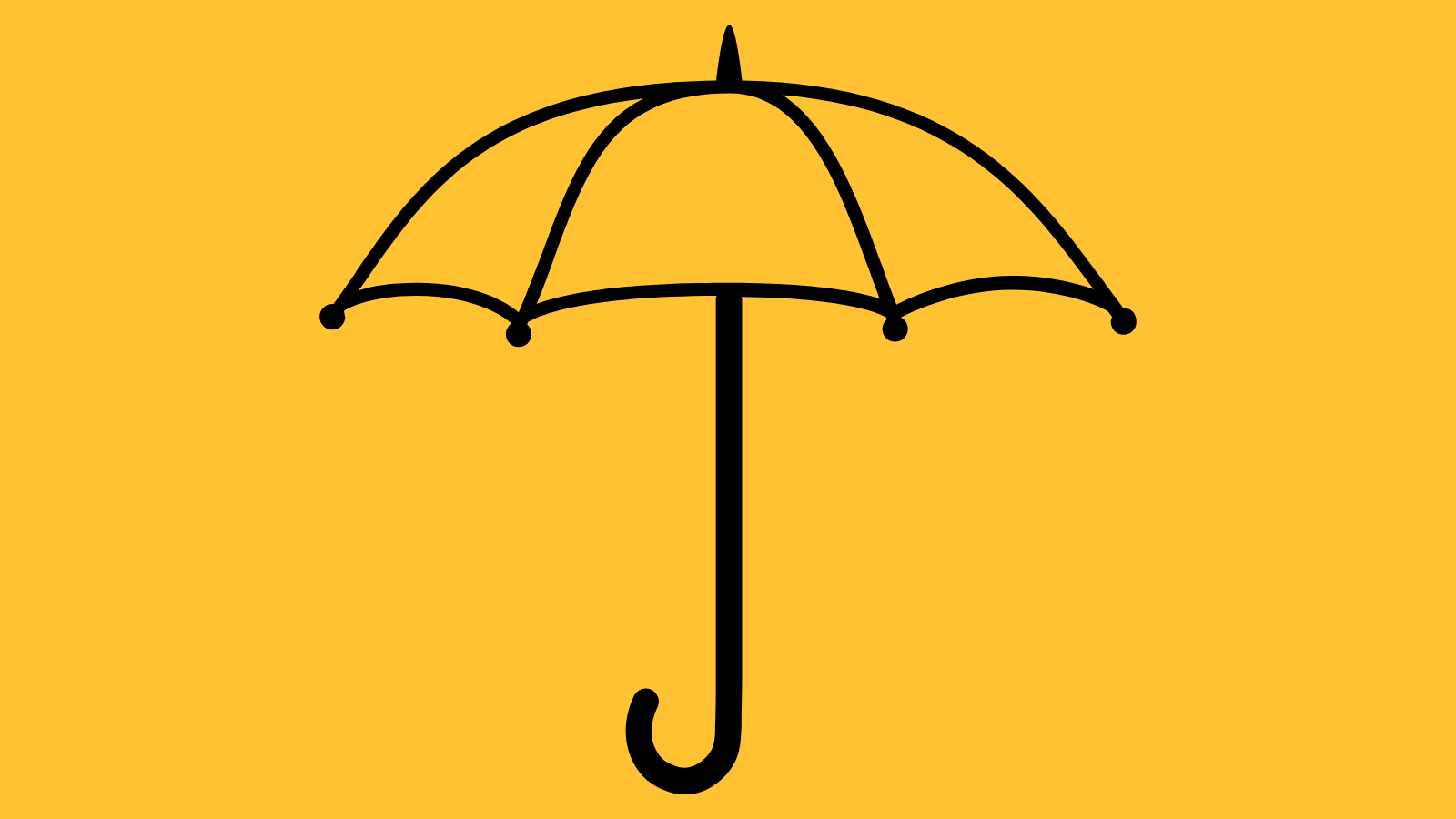 A line drawing of an umbrella