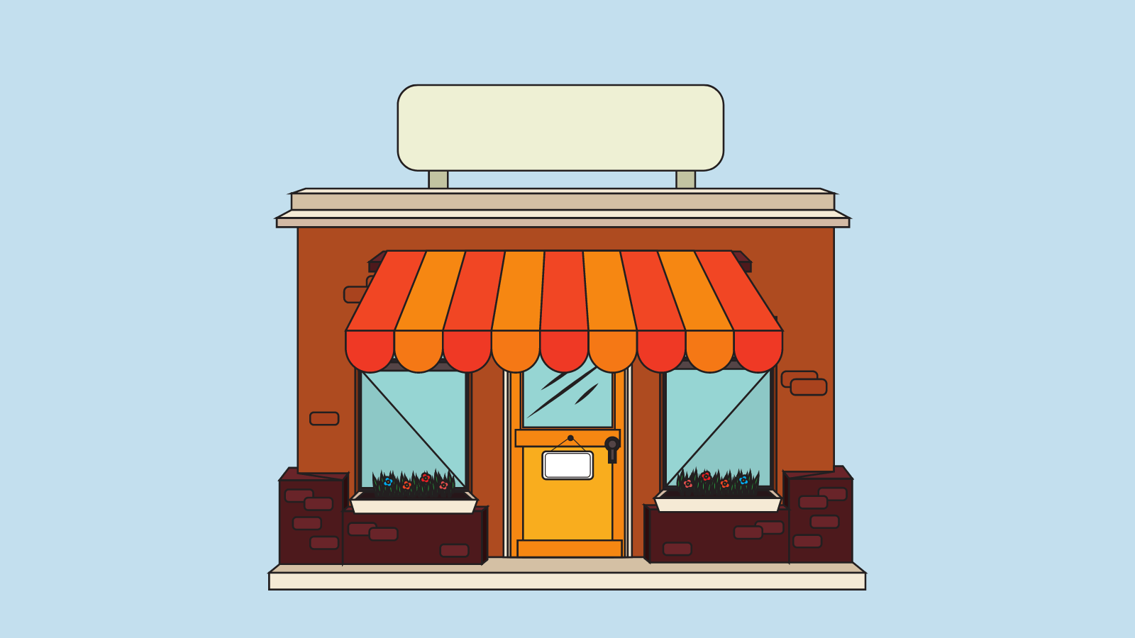 A little shop with a blank sign