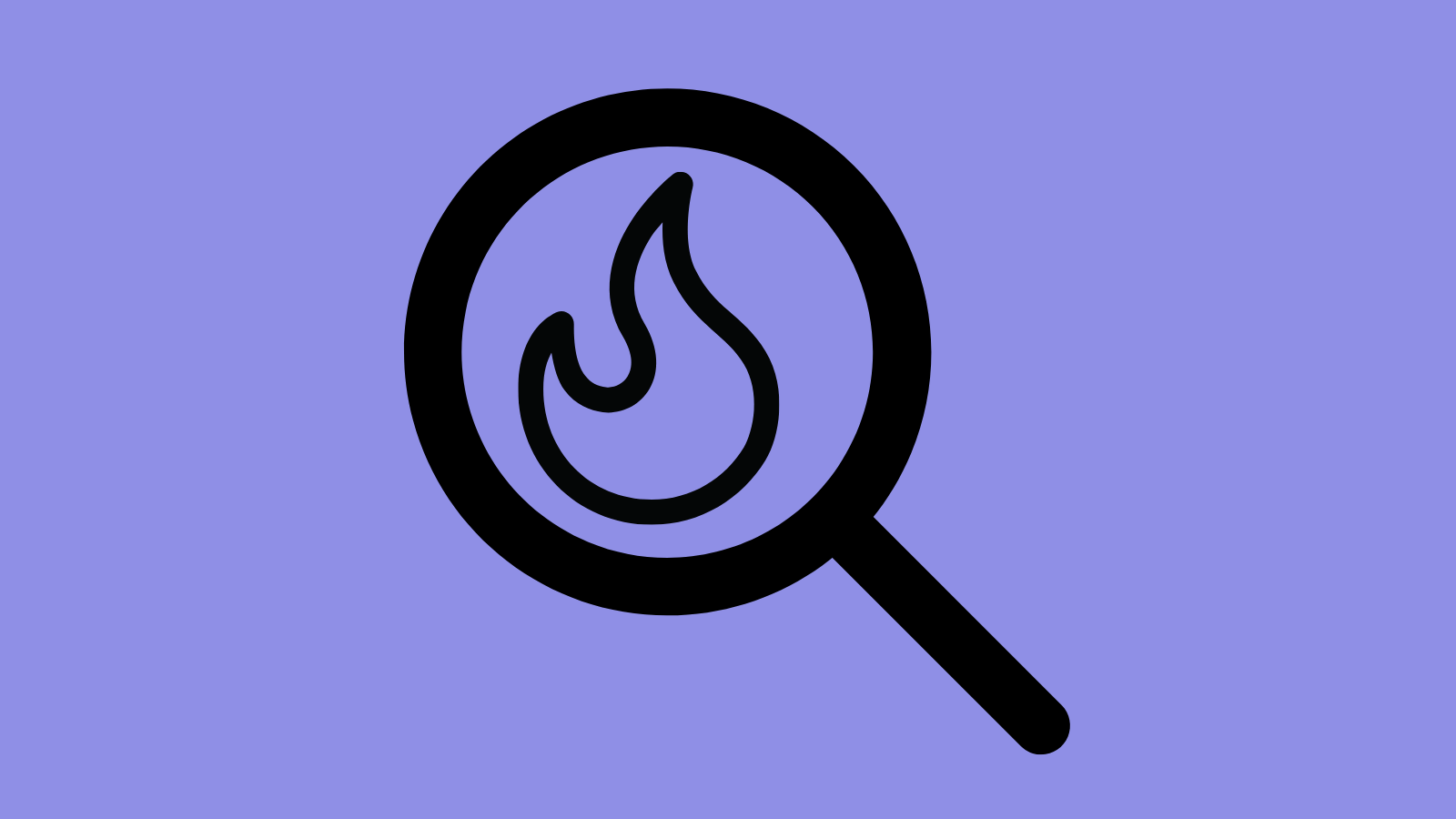 A magnifying glass looking at a flame