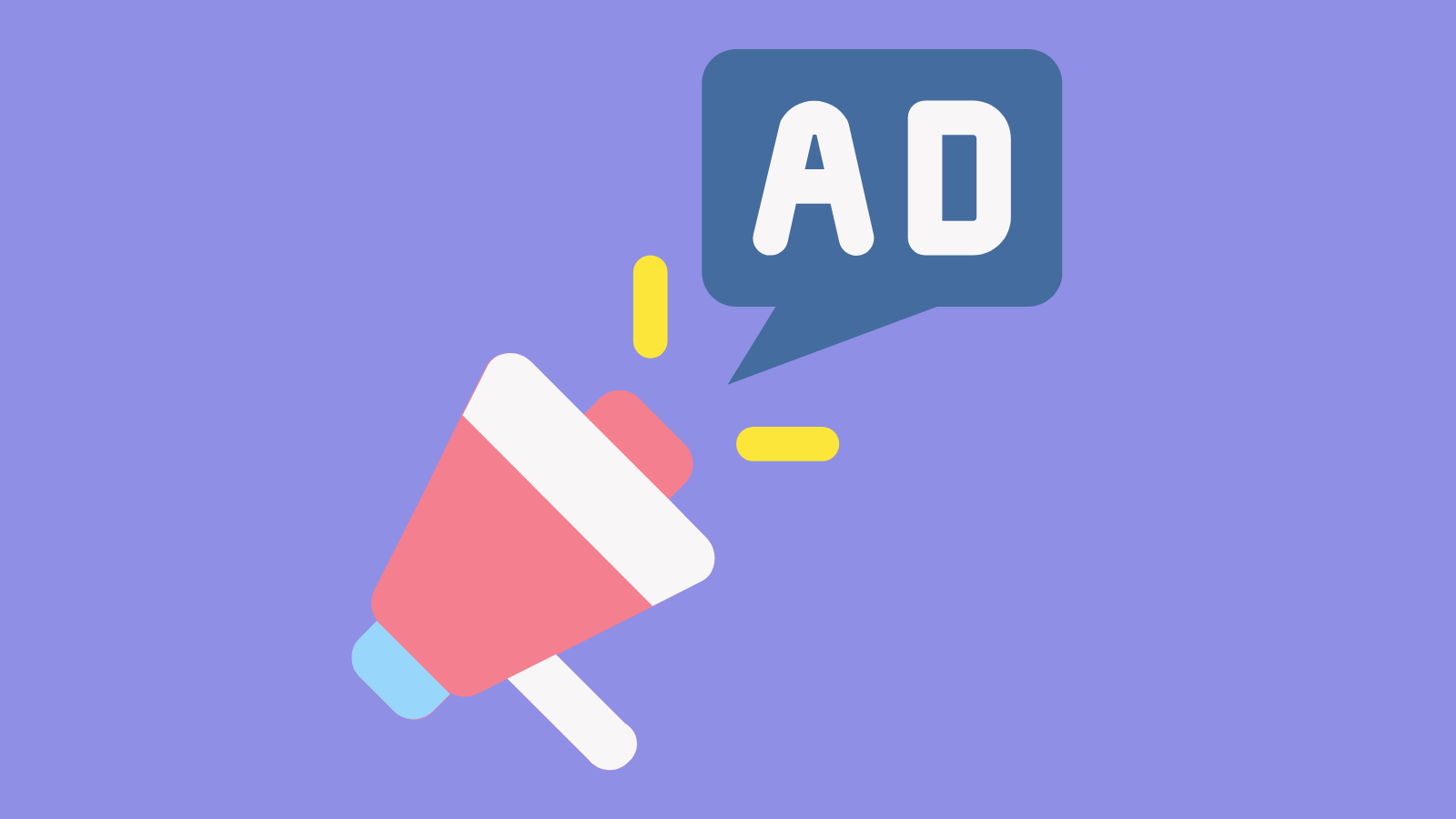 A megaphone with a speech bubble that says ad pointing to it (1)
