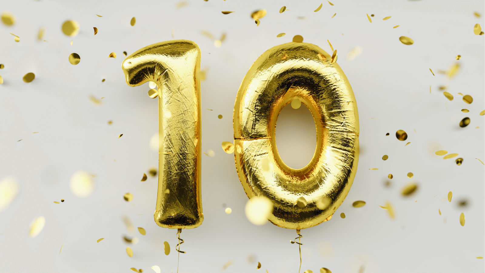 A metallic number 10 balloon