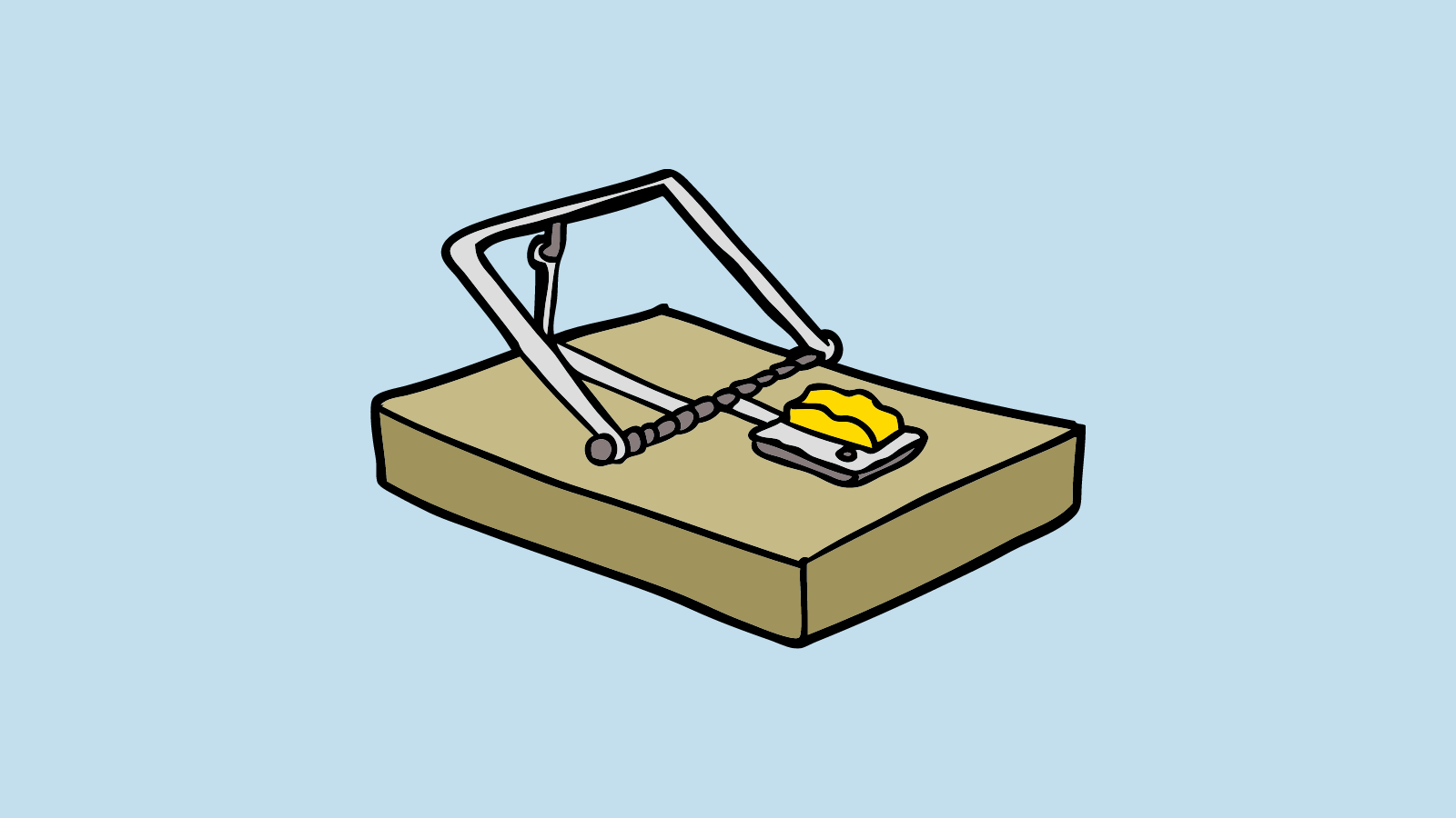 A mouse trap with cheese as the bait