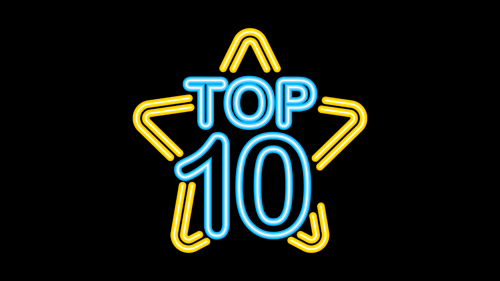 A neon sign that says TOP 10