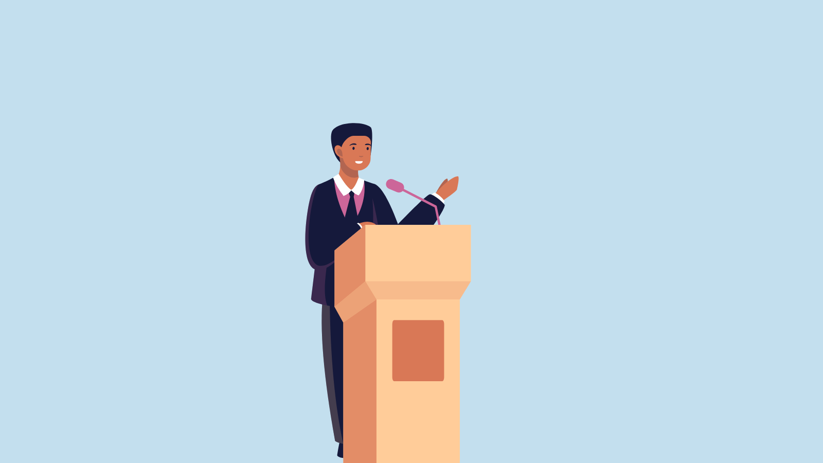 A person giving a speech at a podium