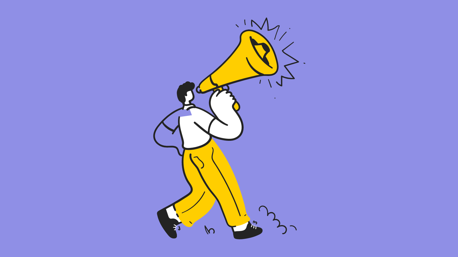 A person holding a giant megaphone