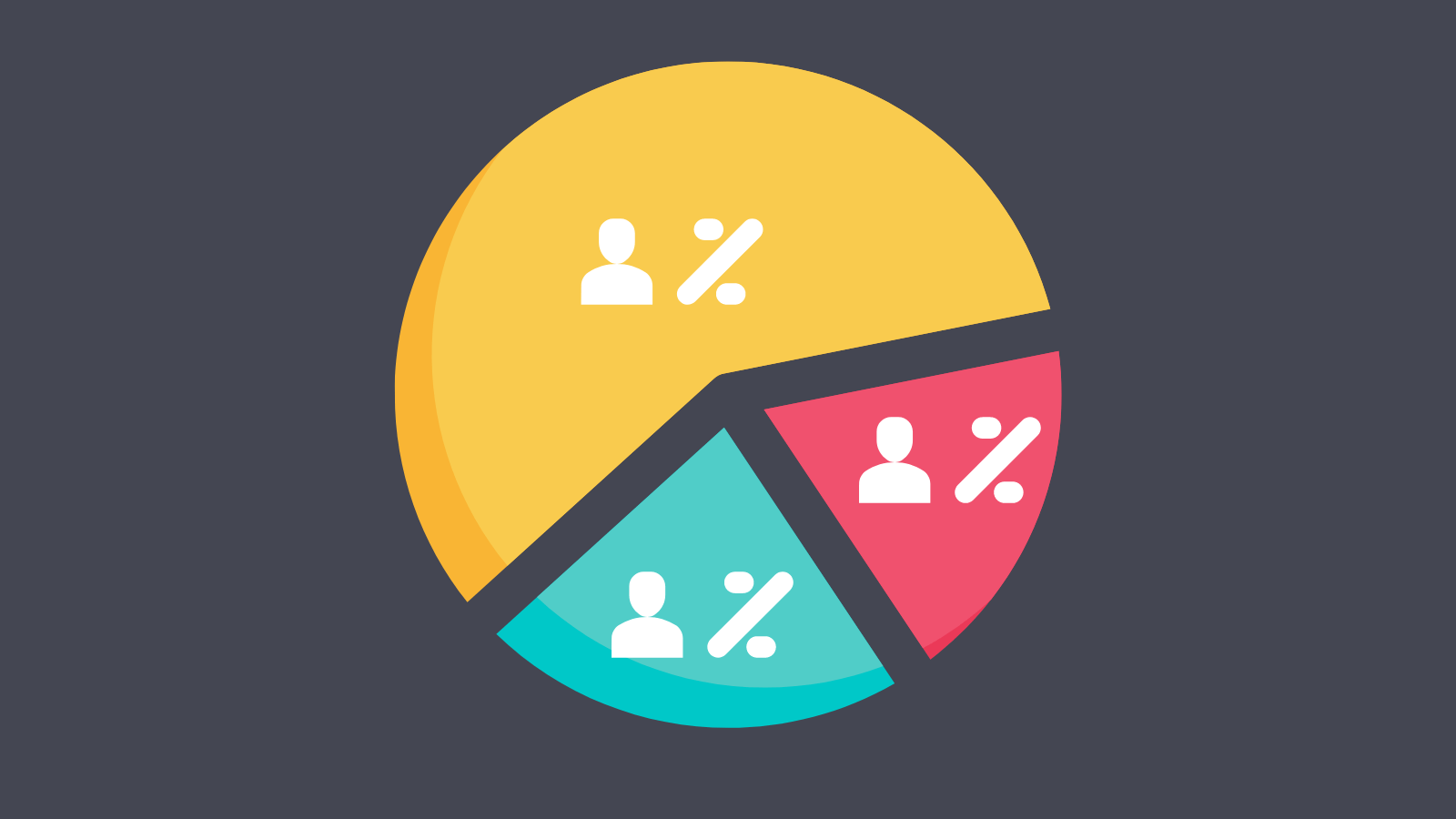 A pie chart with small person icons in each slice