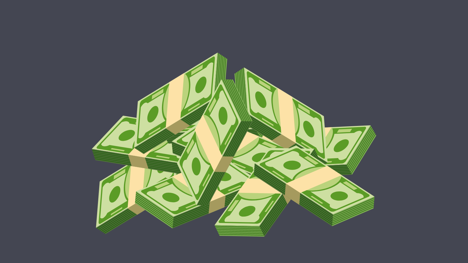 A pile of dollar bill bundles