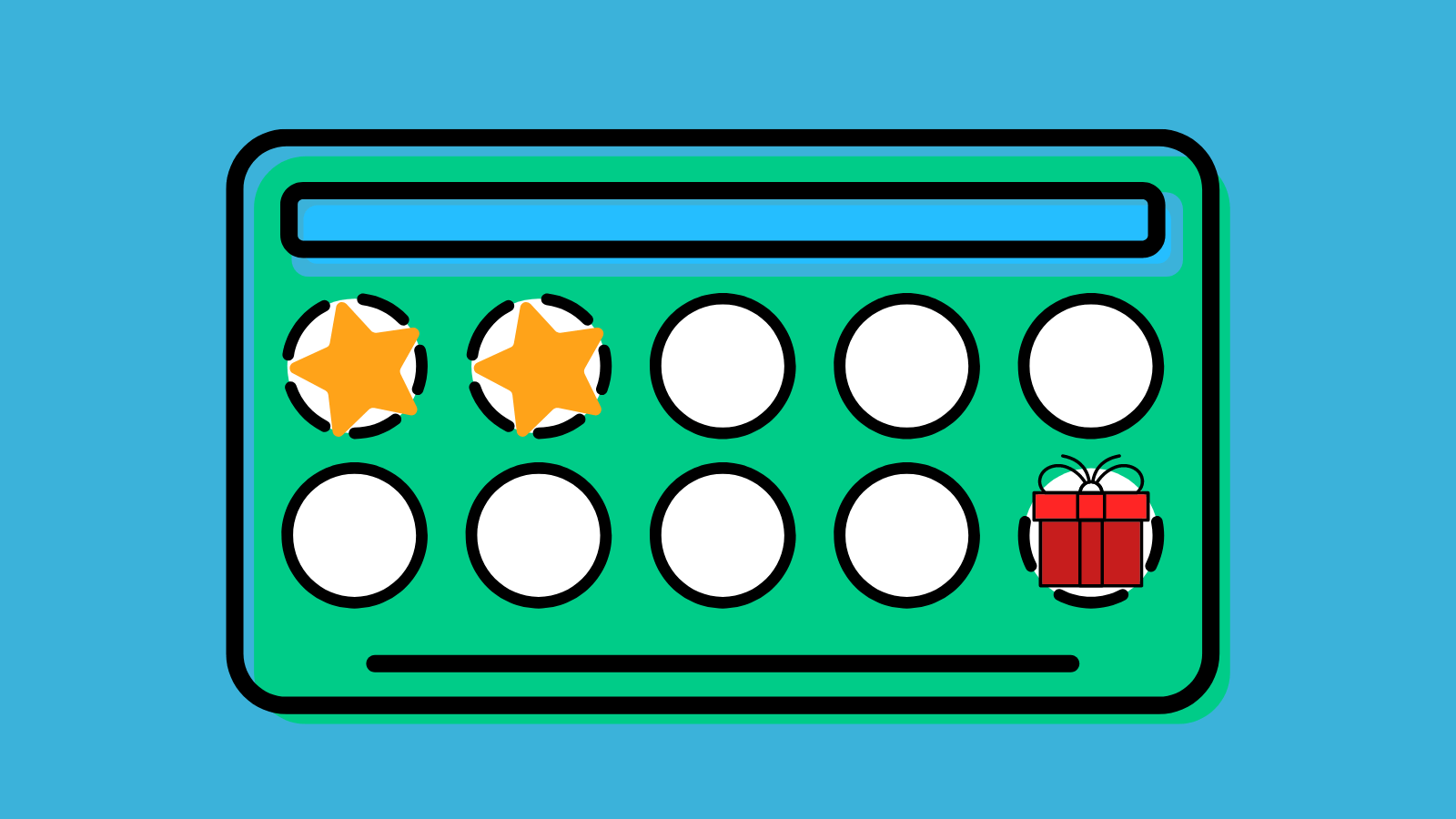 A punch card with two stars