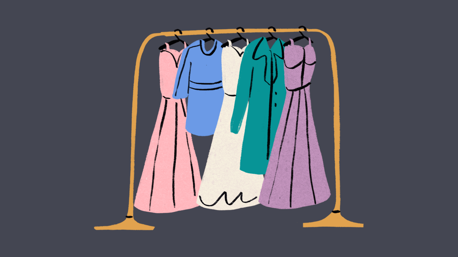 A rack of dresses