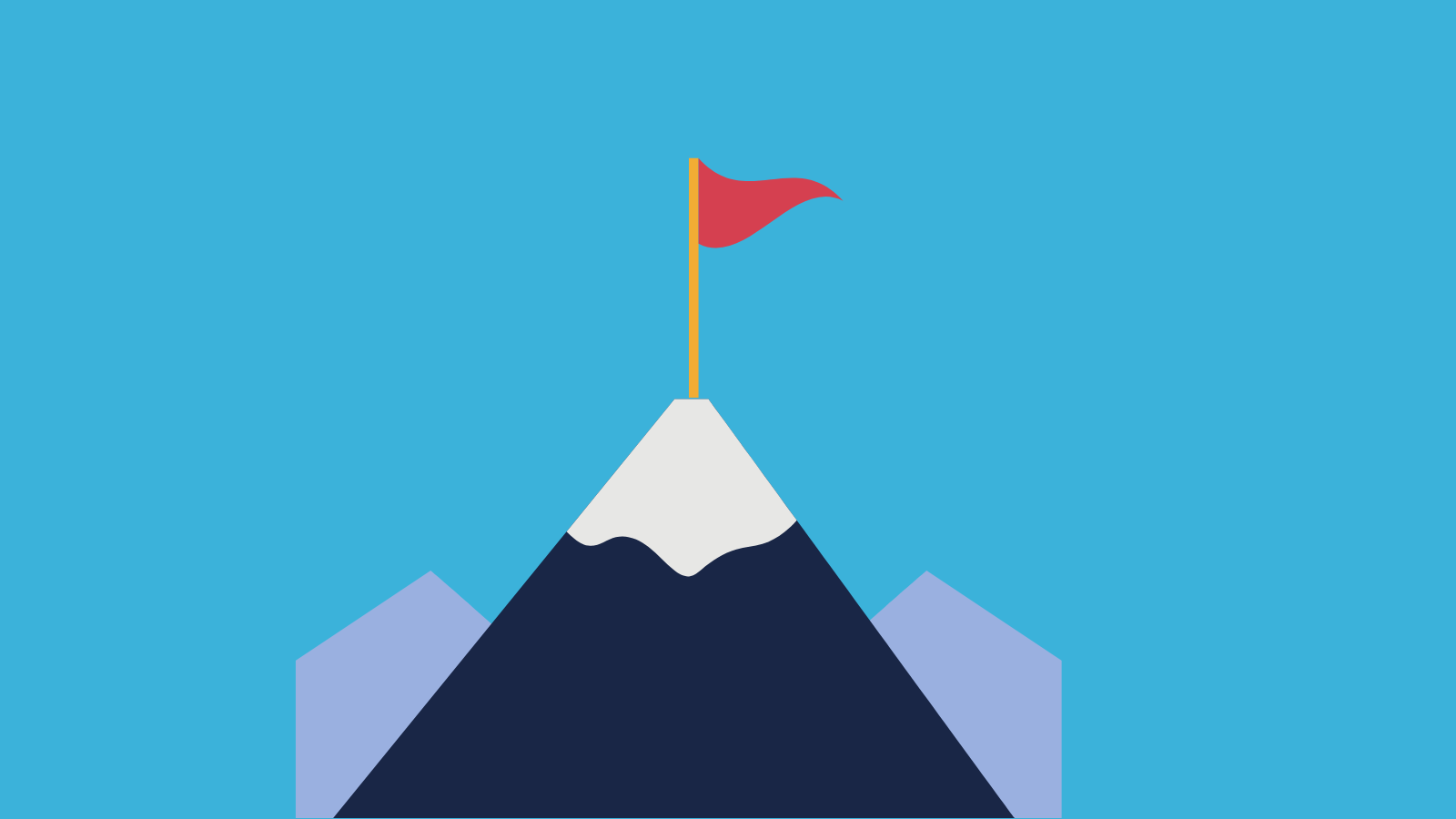 A red flag at the summit of a mountain