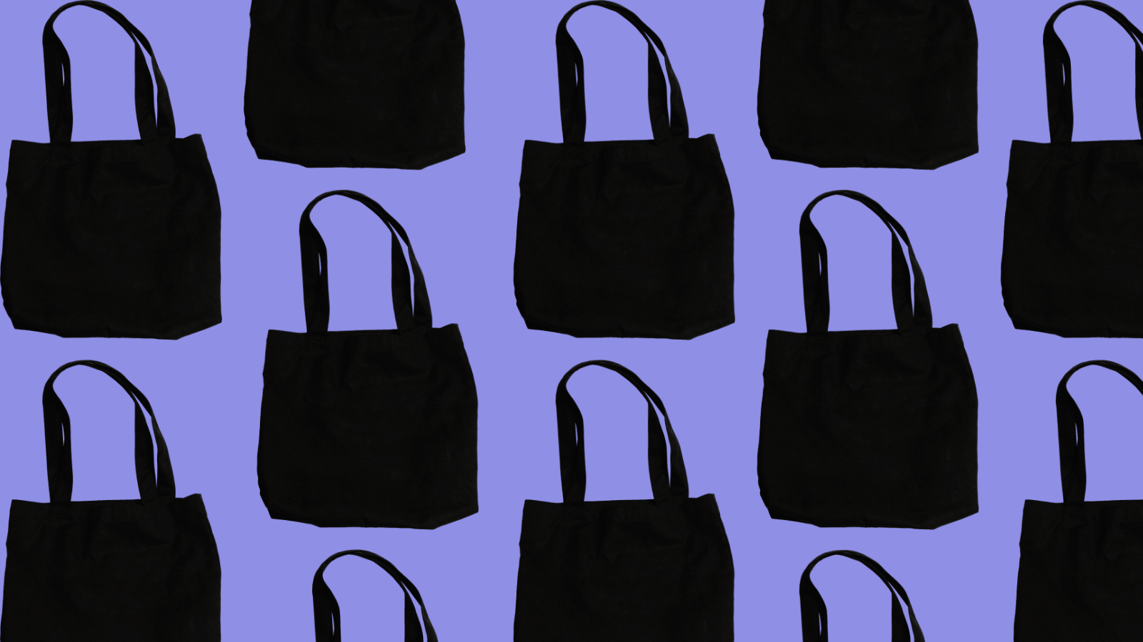 A repeating pattern of blank tote bags