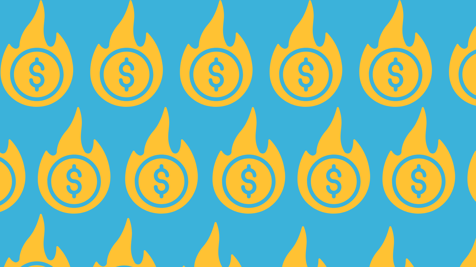 A repeating pattern of fire icons with dollar signs inside of them