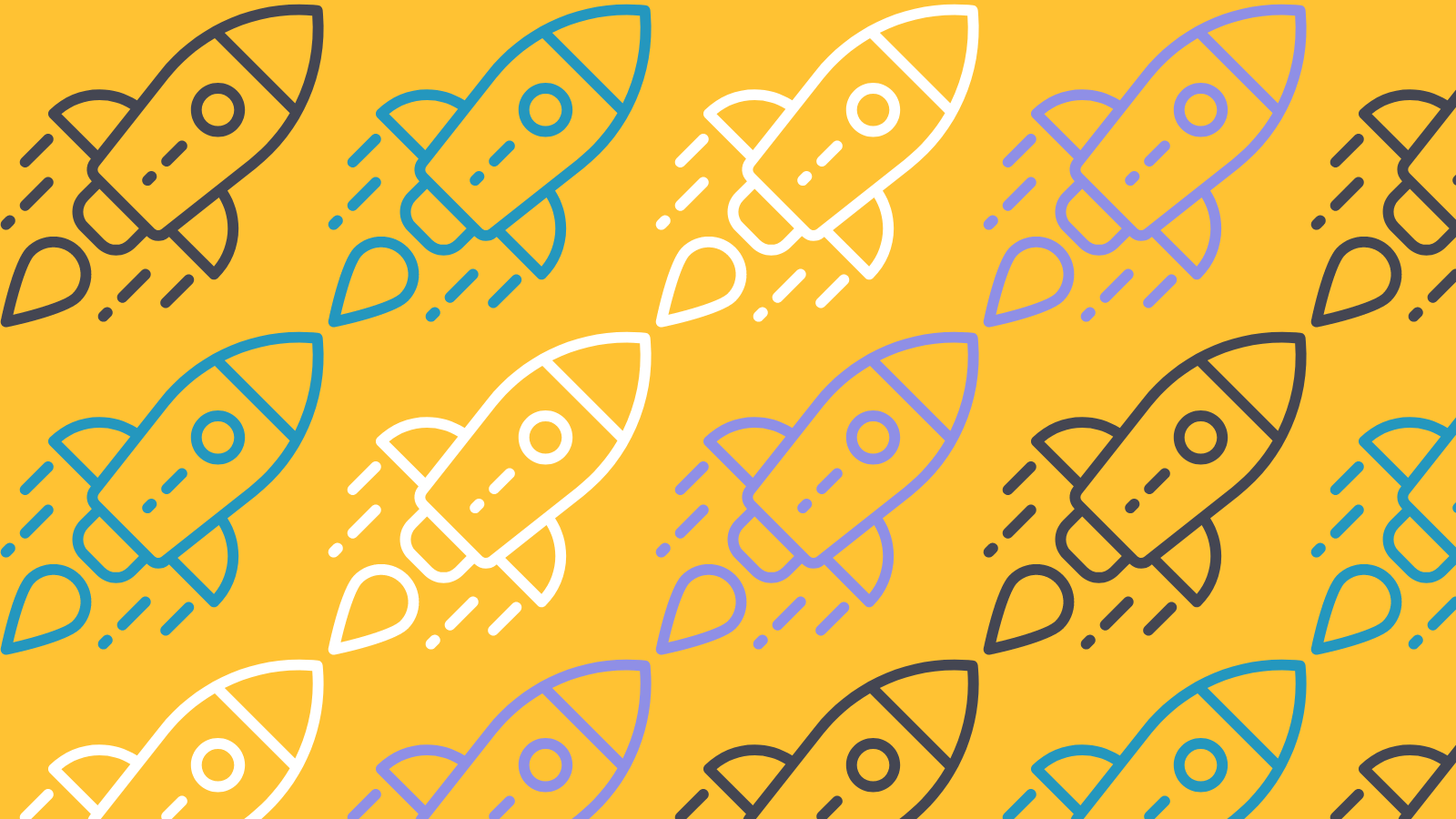 A repeating pattern of minimalist rocket graphics