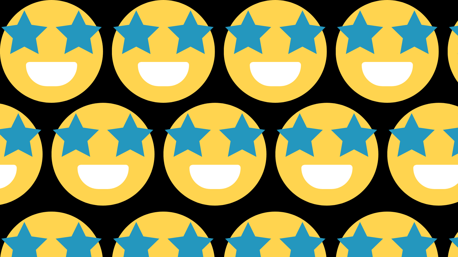 A repeating pattern of starry-eyed emojis