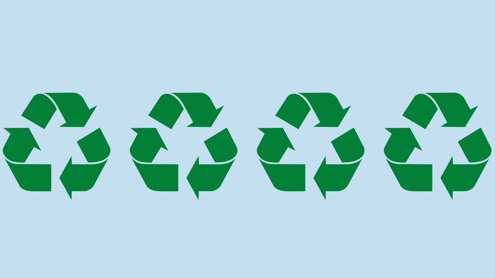 A row of recycling symbols 