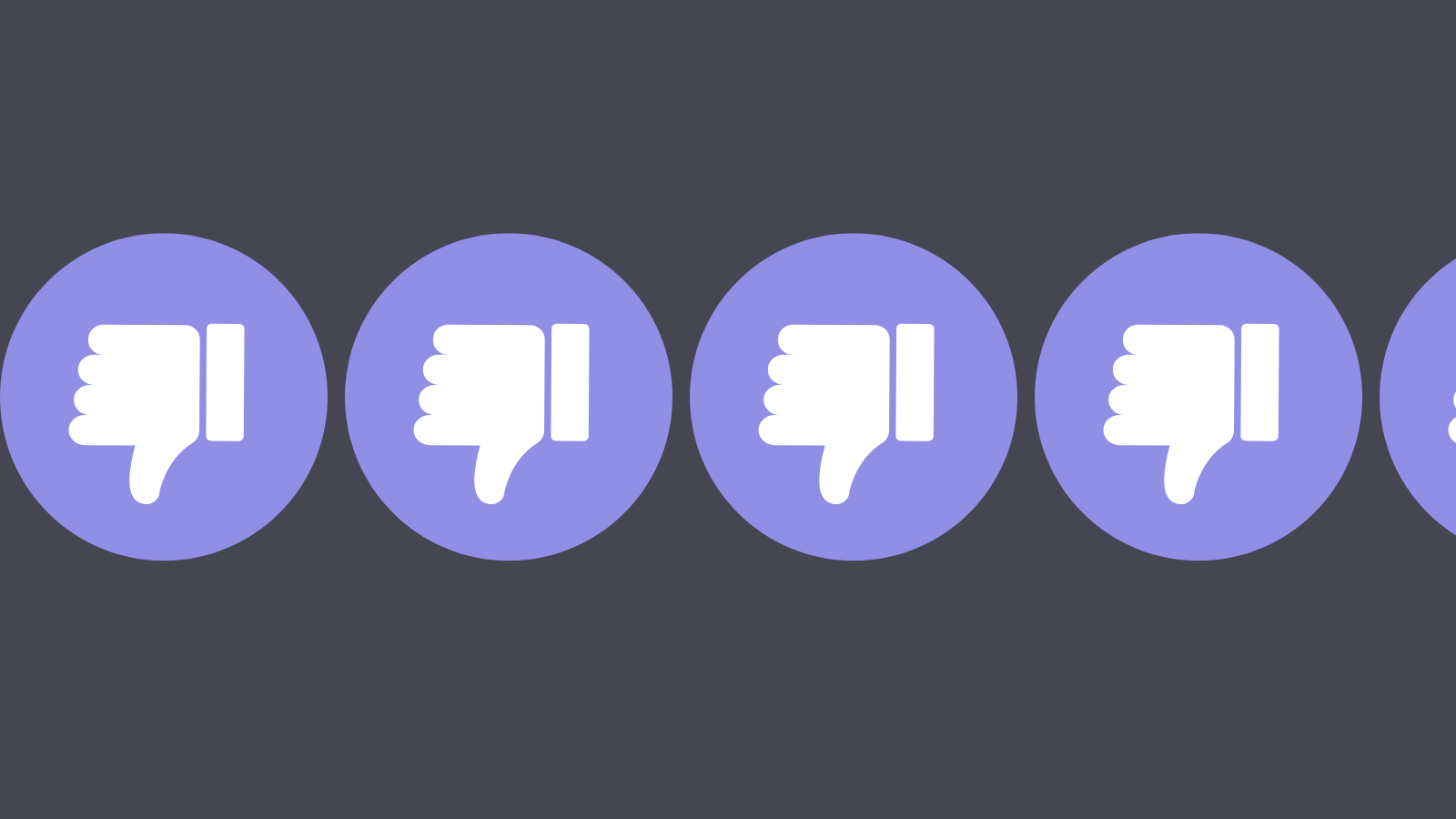 A row of thumbs down icons in purple circles