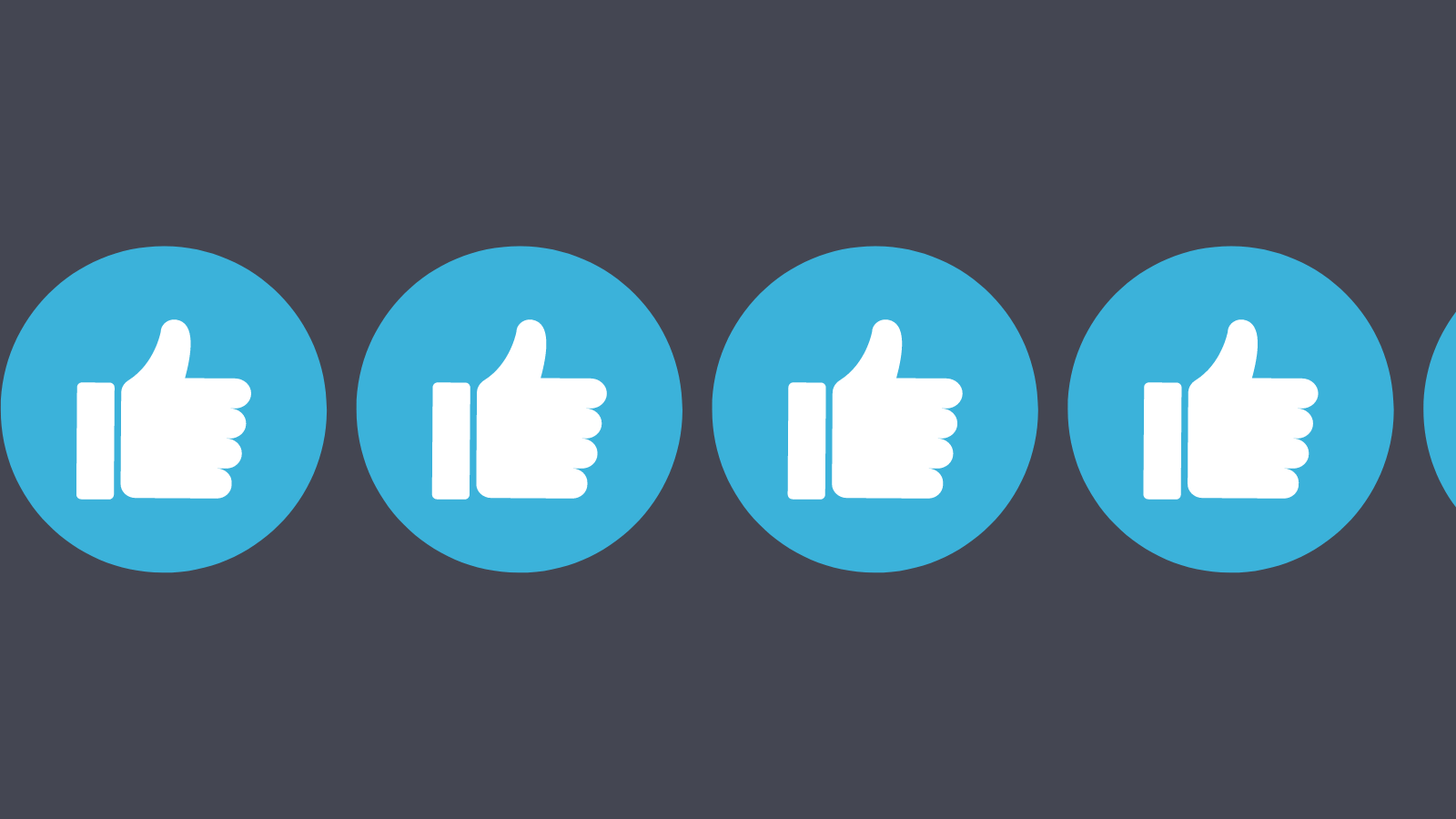 A row of thumbs up icons in blue circles