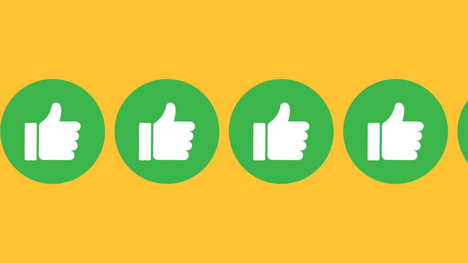 A row of thumbs up icons in green circles