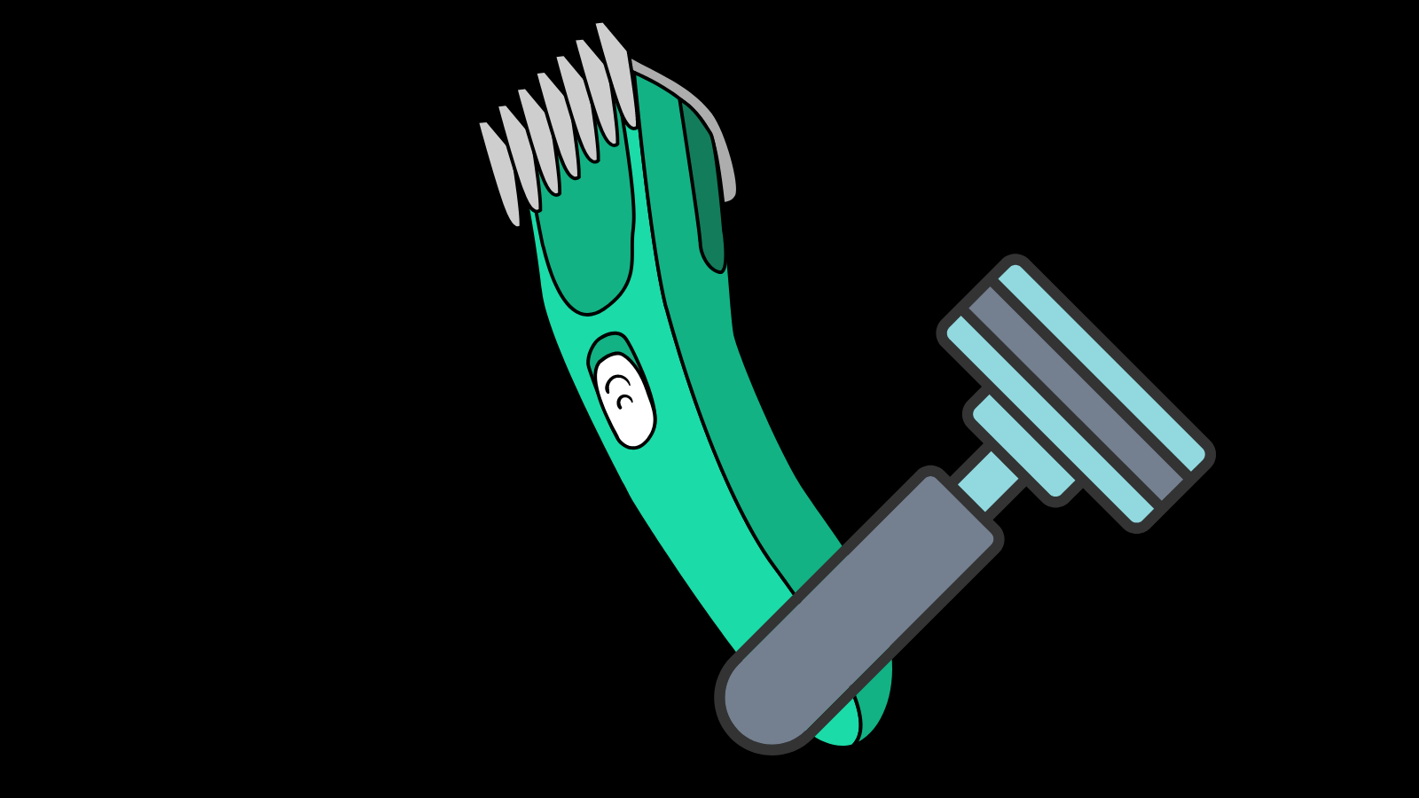 A set of hair clippers and a shaving razor