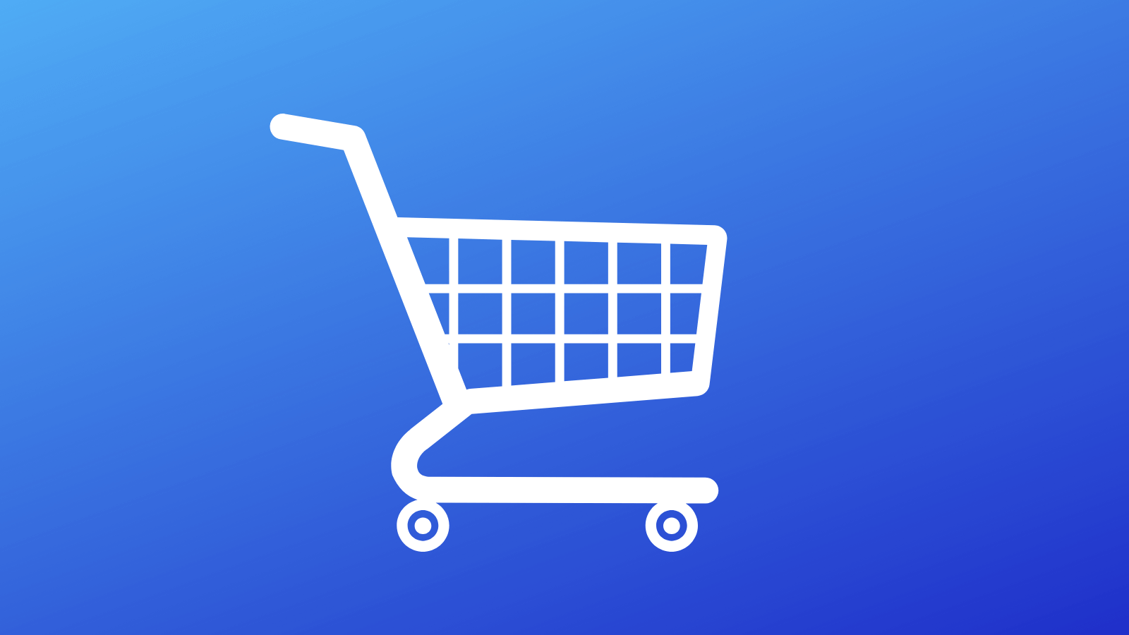 A shopping cart on a blue background