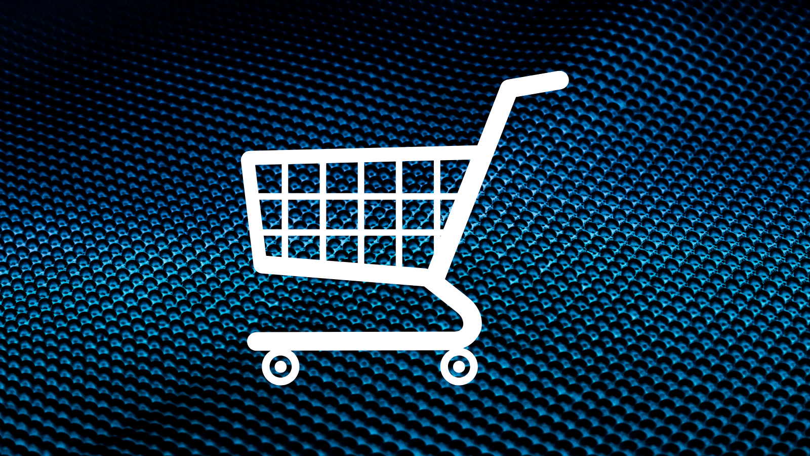A shopping cart on a dark blue futuristic background