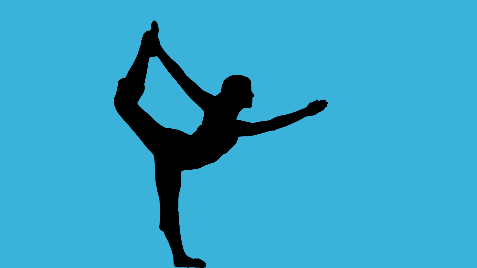 A silhouette of a woman lifting her leg behind her head