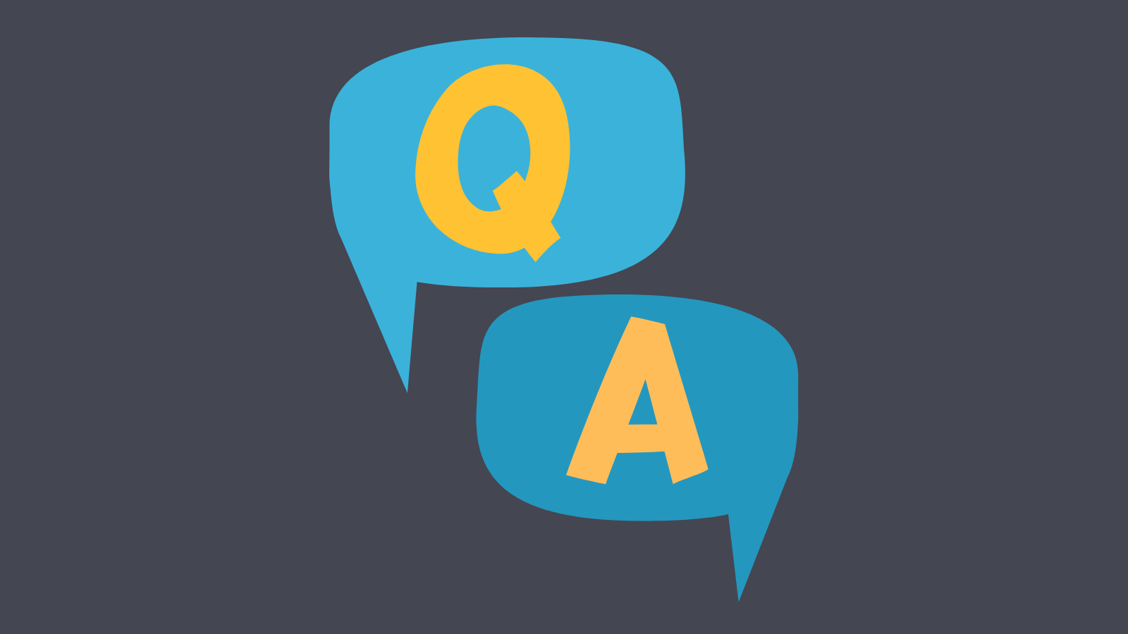 A speech bubble with the letter Q and another with the letter A