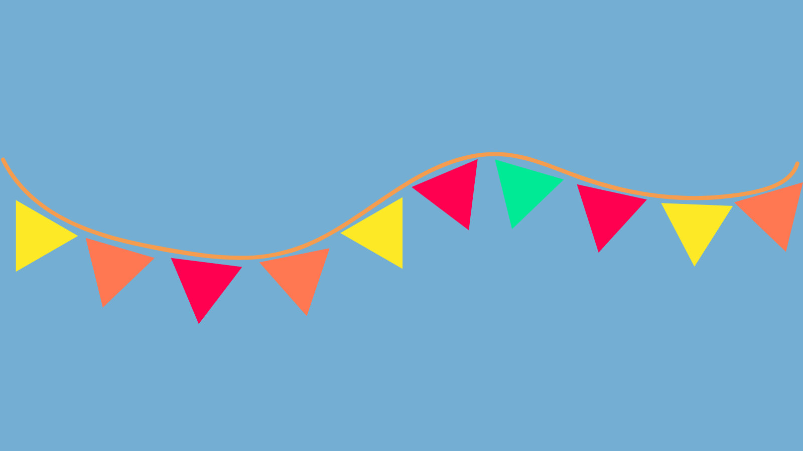 A string of small triangular flags in different colors