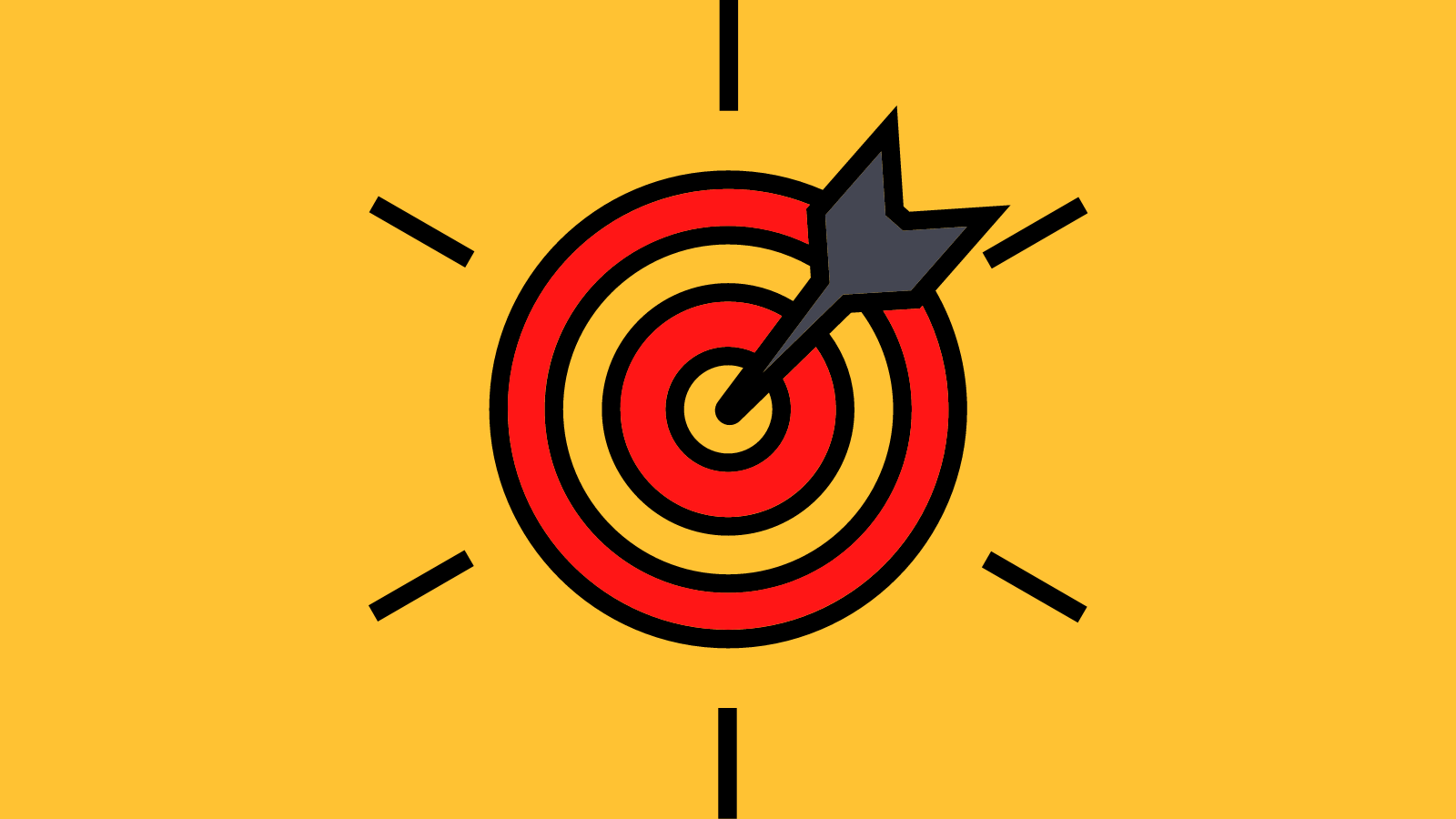 A target with an arrow hitting the center