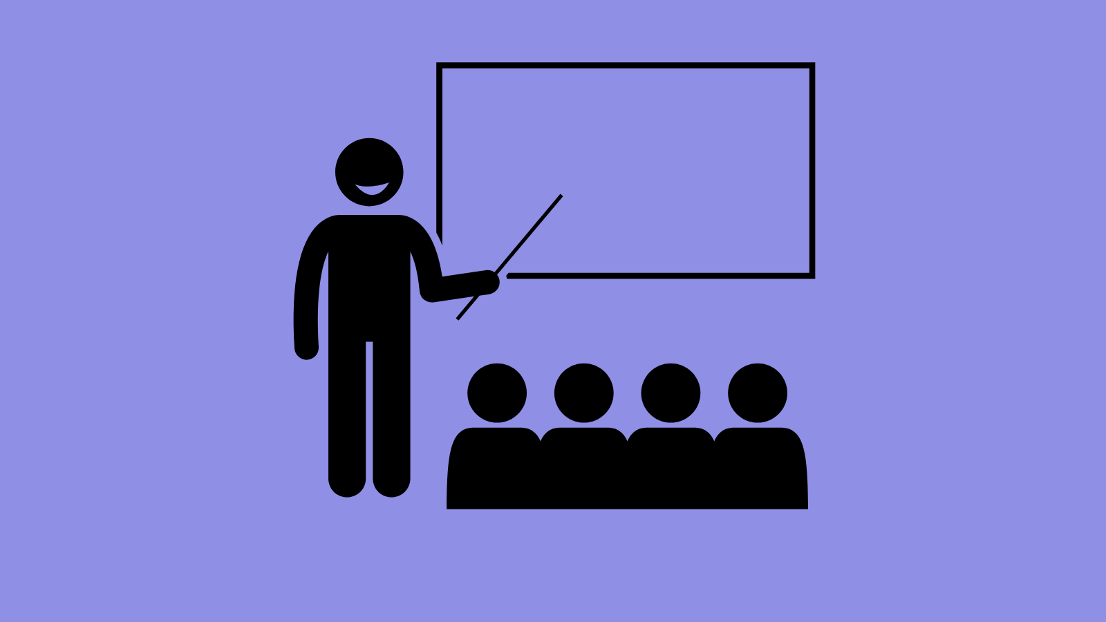 A teacher pointing at a chalk board while students watch