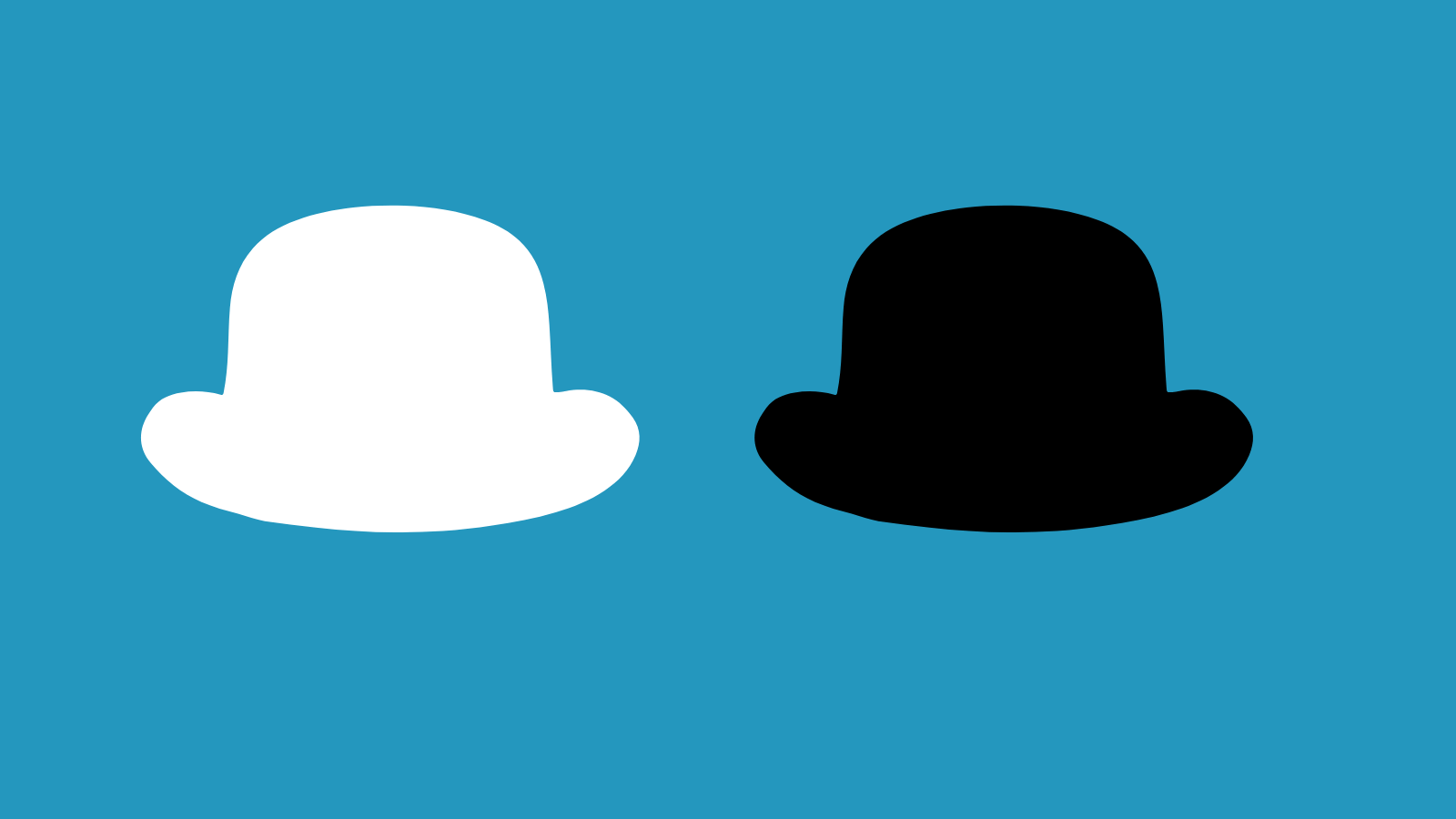 A white hat and a black hat