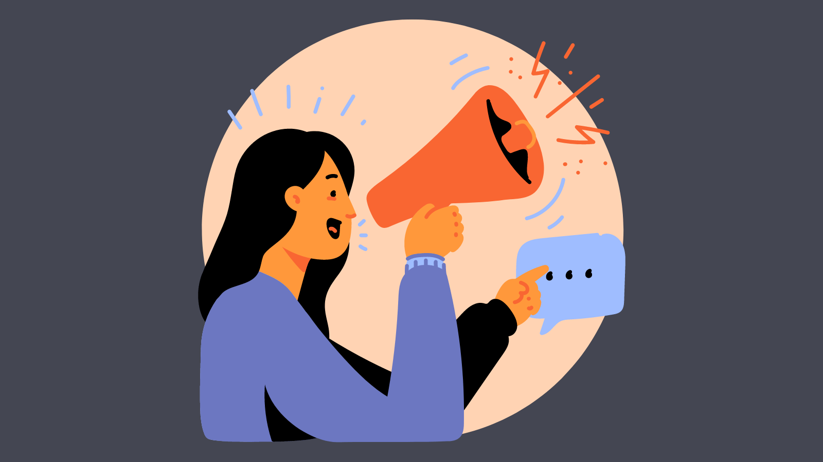 A woman talking into a megaphone