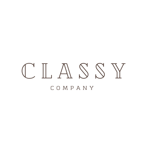 A word mark example with Classy in an all-caps serif font and company in smaller letters