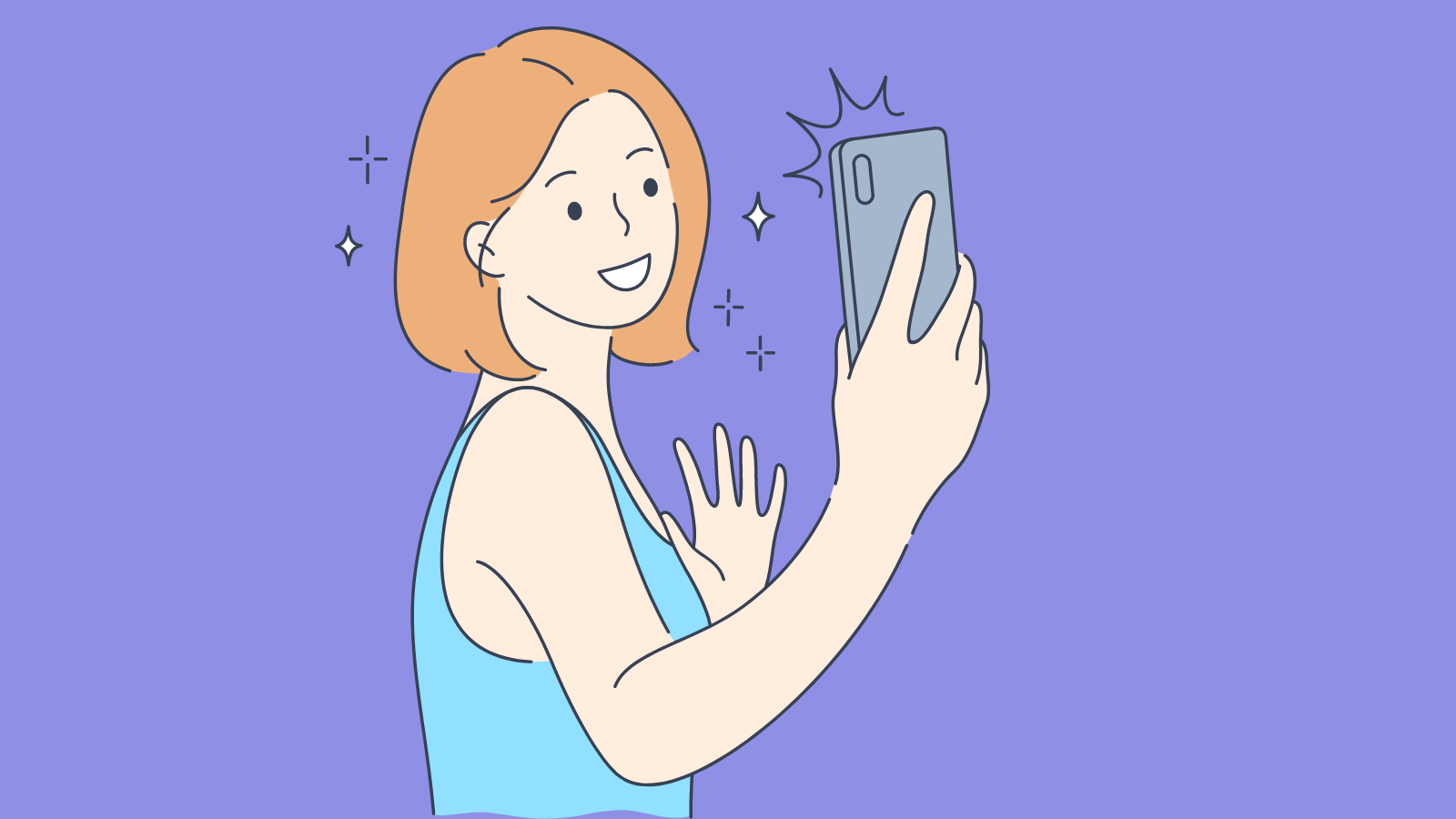 A young white woman taking a selfie