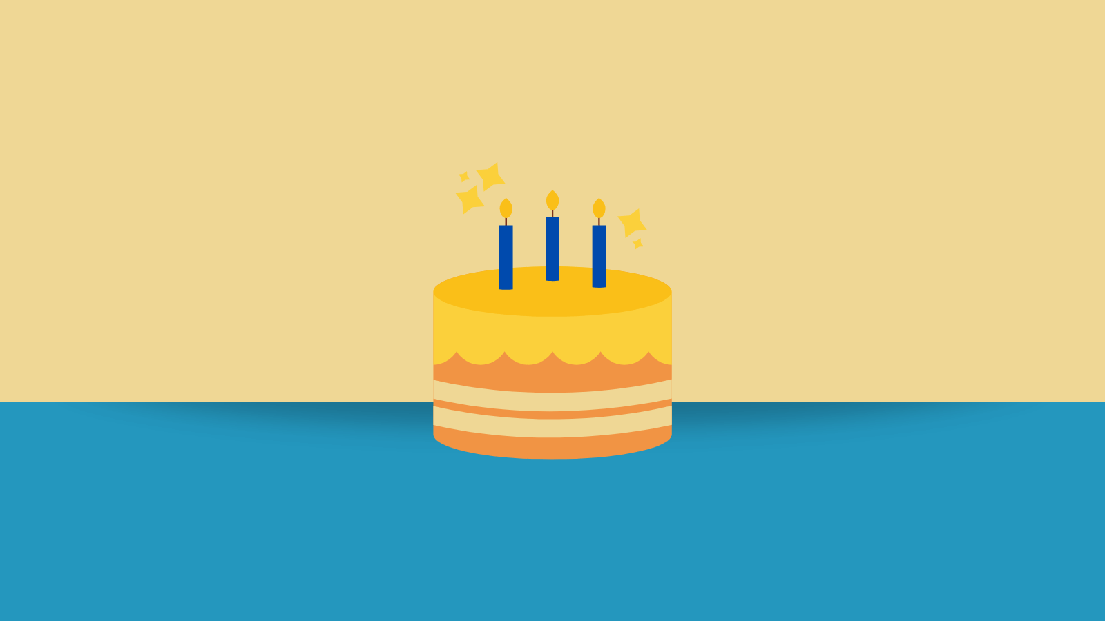A minimalist graphic of a birthday cake