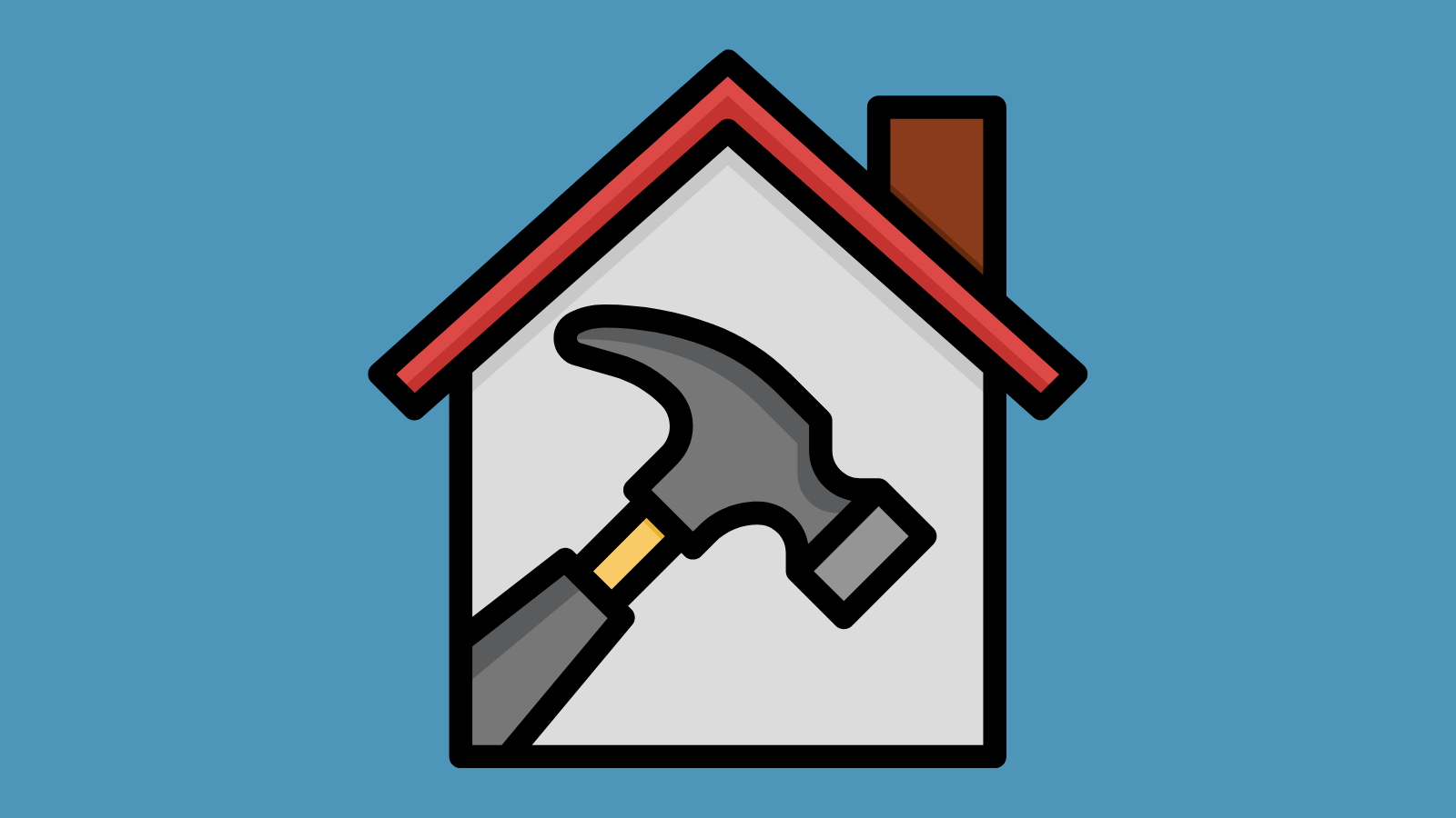 An icon of a house and a hammer